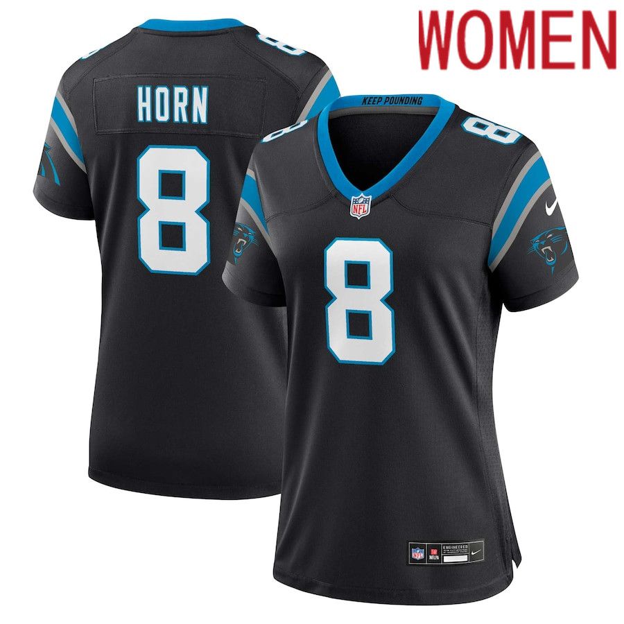 Women Carolina Panthers #8 Jaycee Horn Nike Black Player NFL Jersey->women nfl jersey->Women Jersey